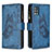 Leather Case Stands Butterfly Flip Cover Holder B03F for Samsung Galaxy M40S Blue