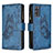 Leather Case Stands Butterfly Flip Cover Holder B03F for Samsung Galaxy S20 Blue