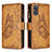 Leather Case Stands Butterfly Flip Cover Holder B03F for Samsung Galaxy S20 Brown