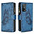 Leather Case Stands Butterfly Flip Cover Holder B03F for Xiaomi Mi 10T 5G Blue