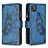 Leather Case Stands Butterfly Flip Cover Holder B03F for Xiaomi Redmi 9C Blue