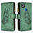 Leather Case Stands Butterfly Flip Cover Holder B03F for Xiaomi Redmi 9C NFC Green