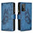 Leather Case Stands Butterfly Flip Cover Holder B03F for Xiaomi Redmi K30S 5G Blue