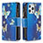 Leather Case Stands Butterfly Flip Cover Holder for Apple iPhone 13 Pro Blue