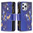 Leather Case Stands Butterfly Flip Cover Holder for Apple iPhone 13 Pro Navy Blue