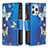Leather Case Stands Butterfly Flip Cover Holder for Apple iPhone 14 Pro Blue