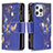 Leather Case Stands Butterfly Flip Cover Holder for Apple iPhone 14 Pro Navy Blue