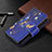 Leather Case Stands Butterfly Flip Cover Holder for Apple iPhone 14 Pro Navy Blue