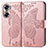 Leather Case Stands Butterfly Flip Cover Holder for Huawei Honor 60 5G Rose Gold