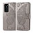 Leather Case Stands Butterfly Flip Cover Holder for Huawei P40 Gray