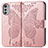 Leather Case Stands Butterfly Flip Cover Holder for Motorola Moto E32s Pink