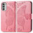 Leather Case Stands Butterfly Flip Cover Holder for Motorola Moto G52j 5G Hot Pink