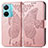 Leather Case Stands Butterfly Flip Cover Holder for Vivo T1 5G Pink