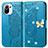 Leather Case Stands Butterfly Flip Cover Holder for Xiaomi Mi 11 5G Blue