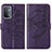 Leather Case Stands Butterfly Flip Cover Holder Y01B for OnePlus Nord N200 5G Purple