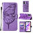 Leather Case Stands Butterfly Flip Cover Holder Y01B for OnePlus Nord N300 5G Clove Purple