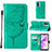 Leather Case Stands Butterfly Flip Cover Holder Y01B for OnePlus Nord N300 5G Green