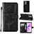 Leather Case Stands Butterfly Flip Cover Holder Y01B for Oppo A57 5G Black
