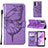 Leather Case Stands Butterfly Flip Cover Holder Y01B for Oppo A57 5G Clove Purple