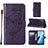 Leather Case Stands Butterfly Flip Cover Holder Y01B for Oppo Reno7 4G Purple
