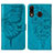 Leather Case Stands Butterfly Flip Cover Holder Y01B for Samsung Galaxy A30 Blue