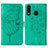 Leather Case Stands Butterfly Flip Cover Holder Y01B for Samsung Galaxy A30 Green