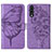 Leather Case Stands Butterfly Flip Cover Holder Y01B for Samsung Galaxy A50 Clove Purple