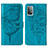 Leather Case Stands Butterfly Flip Cover Holder Y01B for Samsung Galaxy A52 5G Blue