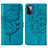 Leather Case Stands Butterfly Flip Cover Holder Y01B for Samsung Galaxy A72 5G Blue