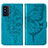 Leather Case Stands Butterfly Flip Cover Holder Y01B for Samsung Galaxy F52 5G Blue