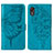 Leather Case Stands Butterfly Flip Cover Holder Y01B for Samsung Galaxy XCover 5 SM-G525F Blue