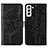 Leather Case Stands Butterfly Flip Cover Holder Y06B for Samsung Galaxy S21 5G Black