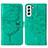 Leather Case Stands Butterfly Flip Cover Holder Y06B for Samsung Galaxy S21 5G Green