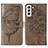 Leather Case Stands Butterfly Flip Cover Holder Y06B for Samsung Galaxy S21 Plus 5G Bronze