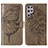 Leather Case Stands Butterfly Flip Cover Holder Y06B for Samsung Galaxy S22 Ultra 5G Bronze