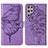 Leather Case Stands Butterfly Flip Cover Holder Y06B for Samsung Galaxy S22 Ultra 5G Clove Purple