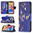 Leather Case Stands Butterfly Flip Cover L07 Holder for Apple iPhone 13 Pro Navy Blue