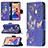 Leather Case Stands Butterfly Flip Cover L07 Holder for Apple iPhone 14 Plus Navy Blue