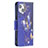 Leather Case Stands Butterfly Flip Cover L07 Holder for Apple iPhone 14 Plus Navy Blue