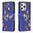 Leather Case Stands Butterfly Flip Cover L07 Holder for Apple iPhone 14 Pro Navy Blue