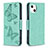 Leather Case Stands Butterfly Flip Cover L09 Holder for Apple iPhone 13 Green