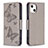 Leather Case Stands Butterfly Flip Cover L09 Holder for Apple iPhone 13 Mini Gray