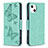 Leather Case Stands Butterfly Flip Cover L09 Holder for Apple iPhone 13 Mini Green