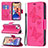 Leather Case Stands Butterfly Flip Cover L09 Holder for Apple iPhone 13 Mini Hot Pink