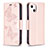 Leather Case Stands Butterfly Flip Cover L09 Holder for Apple iPhone 13 Mini Pink