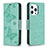 Leather Case Stands Butterfly Flip Cover L09 Holder for Apple iPhone 13 Pro Max Green