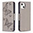 Leather Case Stands Butterfly Flip Cover L09 Holder for Apple iPhone 14 Plus Gray