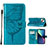 Leather Case Stands Butterfly Flip Cover L10 Holder for Apple iPhone 13 Mini Blue