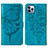 Leather Case Stands Butterfly Flip Cover L10 Holder for Apple iPhone 13 Pro Blue