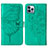 Leather Case Stands Butterfly Flip Cover L10 Holder for Apple iPhone 13 Pro Max Green